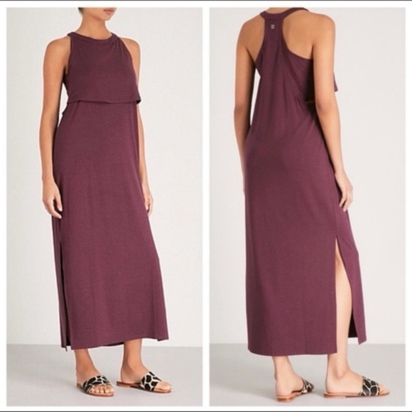 Sweaty Betty Dresses & Skirts - Sweaty Betty Holistic Dress, Jersey Maxi, Maroon Stretch Sleeveless, Size Small